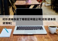 红杉资本投资了哪些区块链公司[红杉资本投资领域]